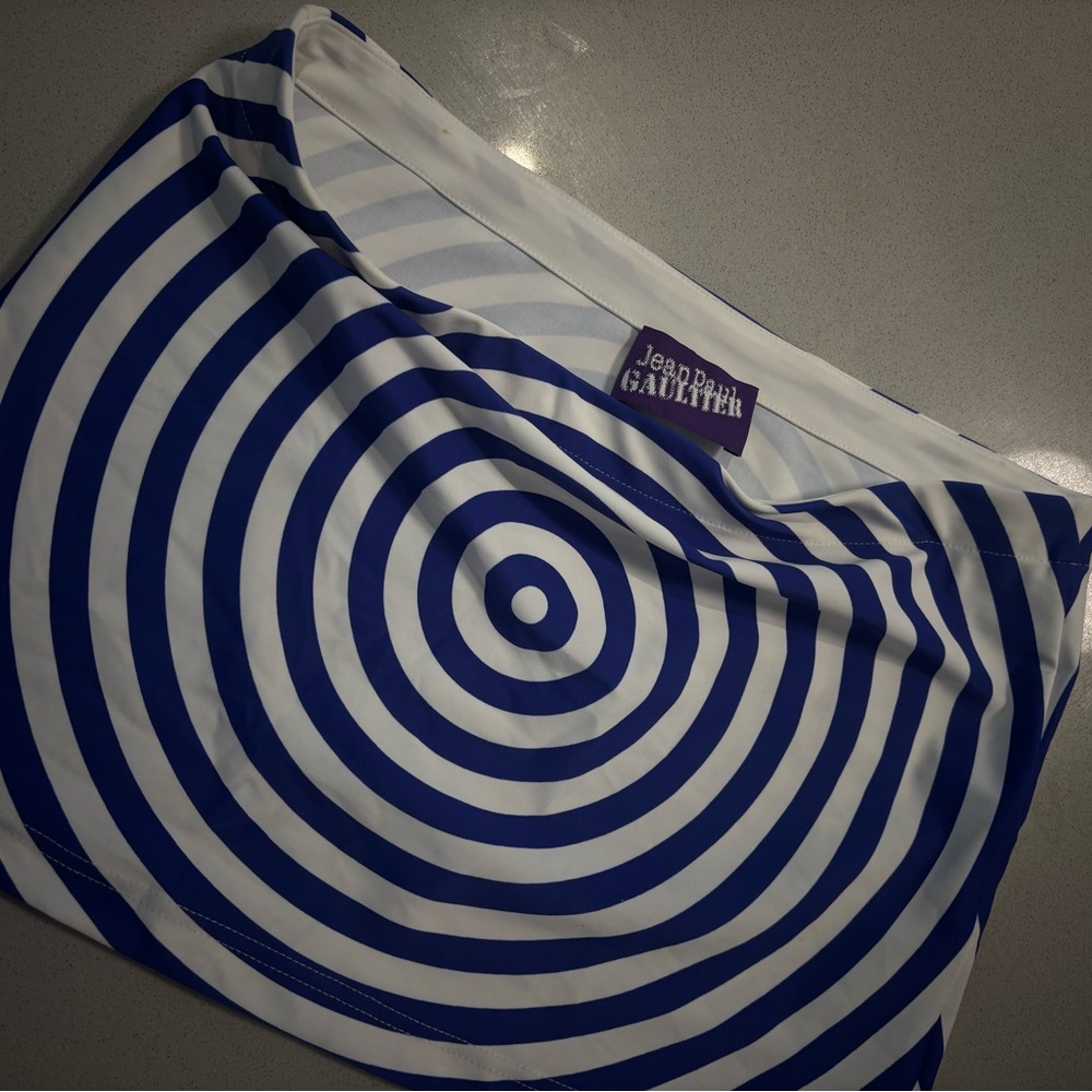 Jean Paul Gaultier Blue and White Concentric Stripe Mini Skirt